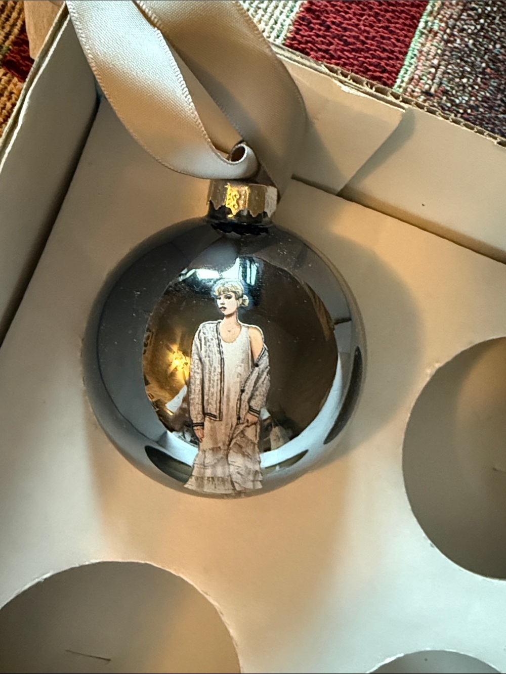 Like New Taylor Swift folklore Ball Ornament Era Silver Mirrorball Cardigan